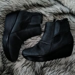 Skechers Leather Boots Black Size 7.5